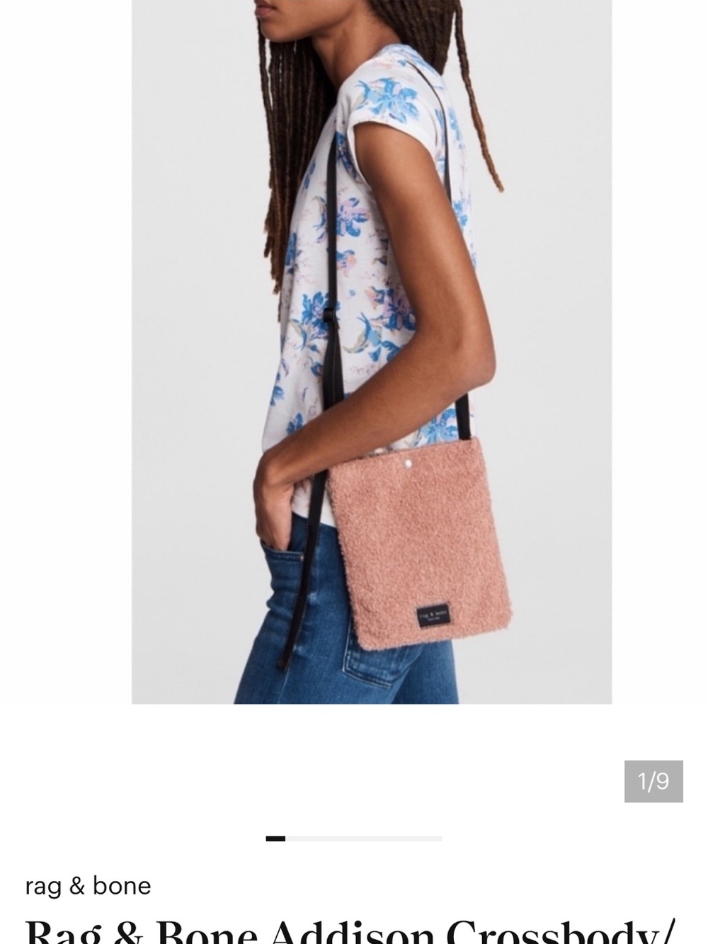 rag & bone small shearling crossbody in blush